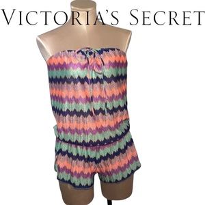 Victoria’s Secret multi colored strapless romper. Size M